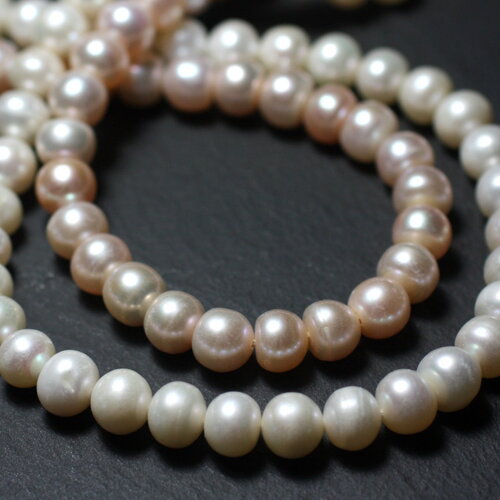 10pc - perles culture eau douce boules 5-8mm rose clair irisé
