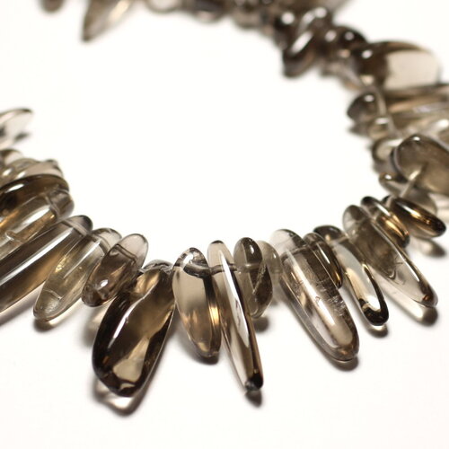 10pc - perles pierre quartz fumé rocailles chips batonnets 9-25mm marron gris transparent - 8741140014558