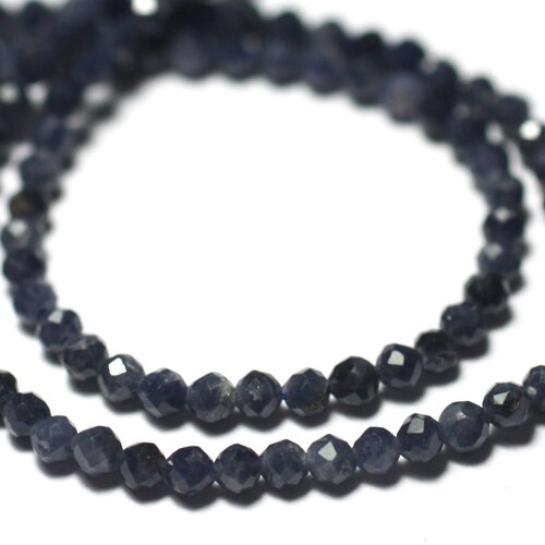 10pc - perles pierre saphir boules facettées 1.5-2mm bleu nuit noir gris
