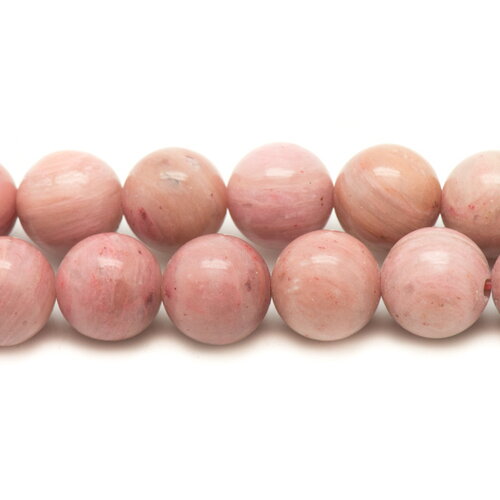 Fil 39cm 38pc environ - perles pierre rhodonite boules 10mm rose gris