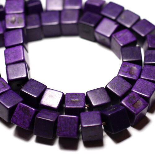 20pc - perles pierre turquoise synthèse cubes 8mm violet - 8741140009257