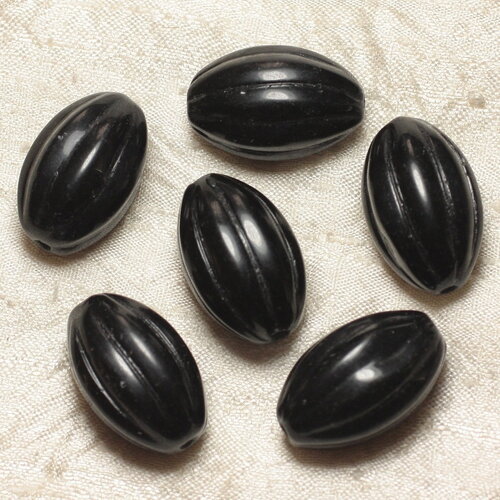 1pc - perle pierre perçage 2.5mm obsidienne olive ovale fuseau riz 30mm noir - 4558550026767