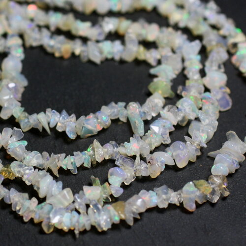 20pc - perles pierre opale ethiopie rocailles chips 2-6mm blanc multicolore arc en ciel