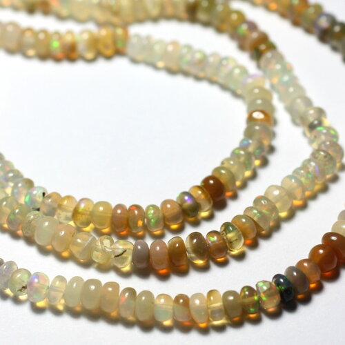 10pc - perles pierre opale ethiopie rondelles 3-4mm blanc jaune orange marron