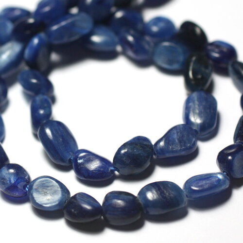 Fil 39cm 48pc environ - perles pierre cyanite nuggets 5-10mm bleu roi nuit irisé