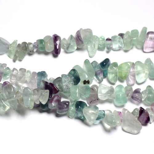 110pc environ - perles pierre fluorite rocailles chips 5-10mm blanc vert bleu rose violet - 4558550036094