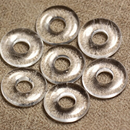 1pc - perle pendentif pierre cristal de roche quartz rond cercle anneau donut pi 20mm blanc transparent - 4558550012616