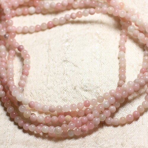 Fil 39cm 100pc environ - perles pierre opale boules 4mm rose clair