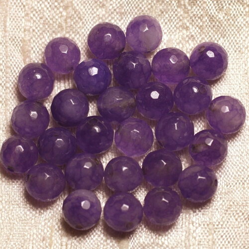 10pc - perles pierre jade boules facettées 8mm violet mauve - 4558550023285