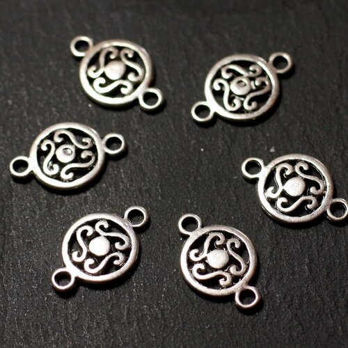 10pc - apprets connecteurs perles pendentifs breloques métal argenté 18mm rond cercle triskel celtique filigrane - 8741140010468