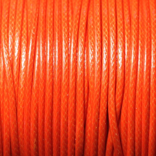 5 mètres - fil corde cordon coton ciré enduit 1.5mm orange fluo