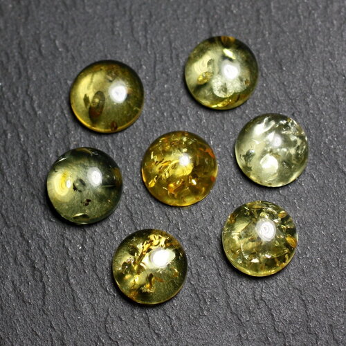 1pc - cabochon pierre ambre naturelle baltique rond 8mm miel jaune clair - 8741140003194