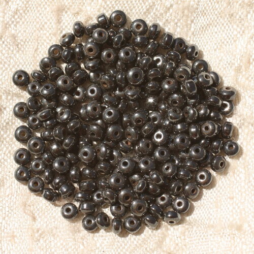Fil 39cm 190pc environ - perles pierre hématite rondelles 3x2mm métal gris noir