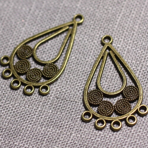 10pc - apprets connecteurs pendentifs boucles oreilles métal bronze gouttes ethniques 31mm - 4558550095268