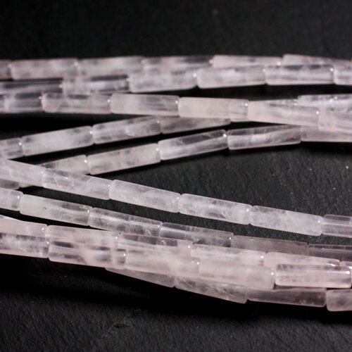 Fil 39cm 30pc environ - perles pierre quartz rose clair colonnes tubes cylindres 13x4mm