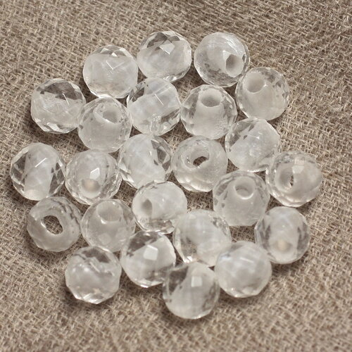 2pc - perles pierre perçage 2.5mm cristal de roche quartz boules facettées 8mm blanc transparent n2 - 4558550027702