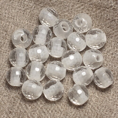 2pc - perles pierre perçage 2.5mm cristal de roche quartz boules facettées 8mm blanc transparent n1 - 4558550027283