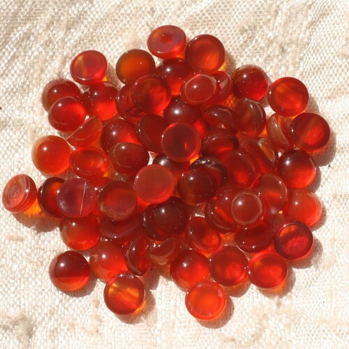 2pc - cabochons pierre cornaline rond 6mm orange rouge - 4558550017079