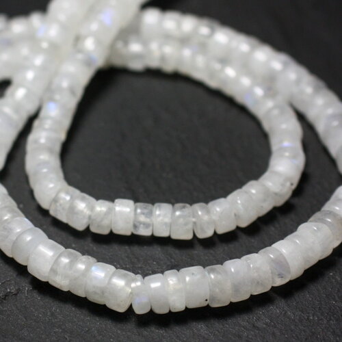 10pc - perles pierre de lune blanche arc en ciel rondelles heishi 4-5mm blanc bleu
