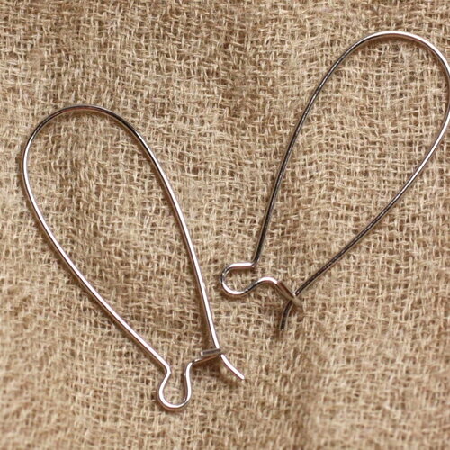 200pc - apprets longs crochets boucles oreilles métal argenté qualité 33mm - 4558550000682