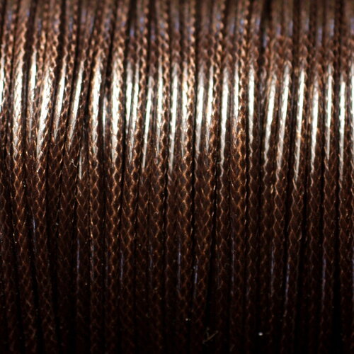 Bobine 180 mètres environ - fil corde cordon coton ciré tresse rond 1.5mm marron brun café