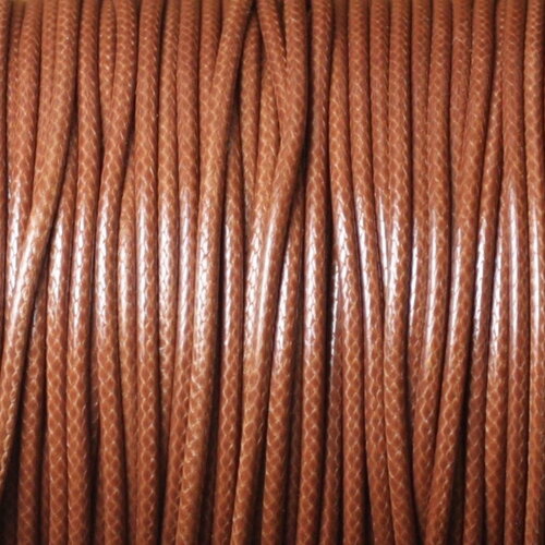 5 mètres - fil corde cordon coton ciré tresse rond 1.5mm marron brun noisette - 4558550032669