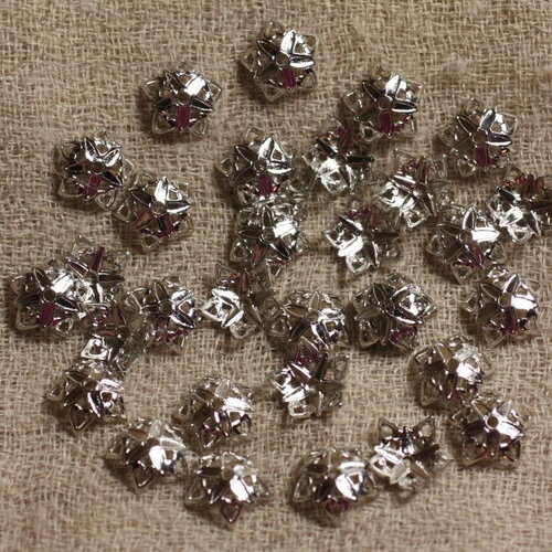 10pc - apprets coupelles fleurs 10mm métal argenté rhodium - 4558550020697
