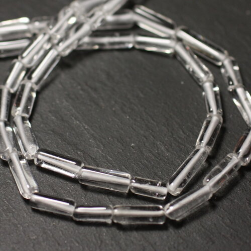 8pc - perles pierre cristal de roche quartz tubes cylindres colonnes 11-15mm blanc transparent - 8741140012271