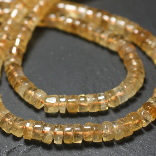 10pc - perles pierre citrine rondelles heishi 3-5mm jaune clair transparent