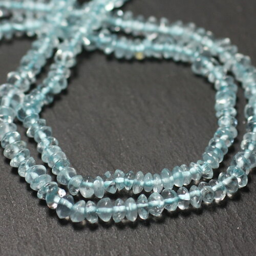 Fil 40cm 125pc environ - perles pierre aigue marine rondelles 5-6mm bleu clair transparent