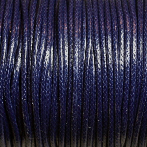 5 mètres - fil corde cordon coton ciré 1.5mm bleu marine nuit - 4558550027337