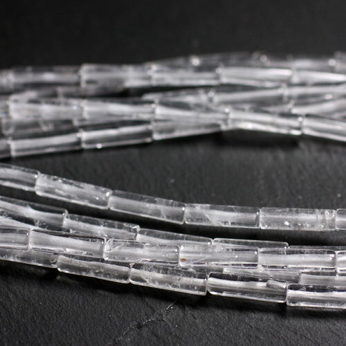 4pc - perles pierre cristal de roche quartz cylindres tubes 13x4mm blanc transparent - 4558550095466