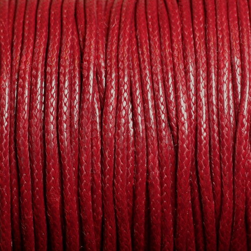 Bobine 90 mètres environ - fil corde cordon coton ciré enduit rond 2mm rouge bordeaux
