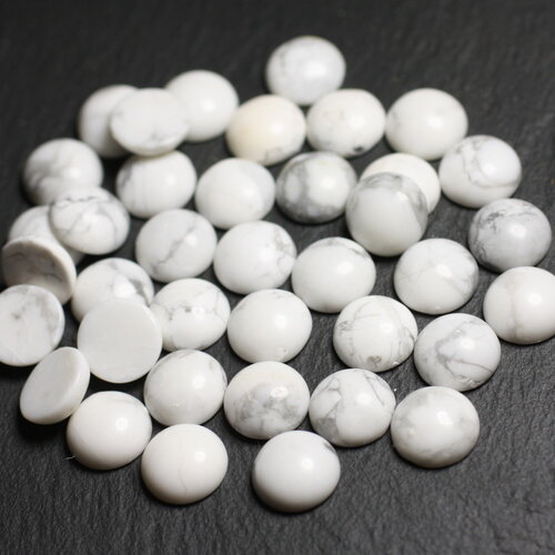 2pc - cabochon pierre howlite rond 6mm blanc gris