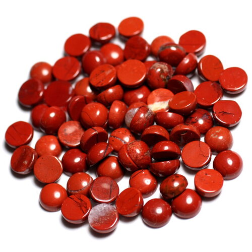 2pc - cabochon pierre jaspe rouge rond 6mm rouge marron brique