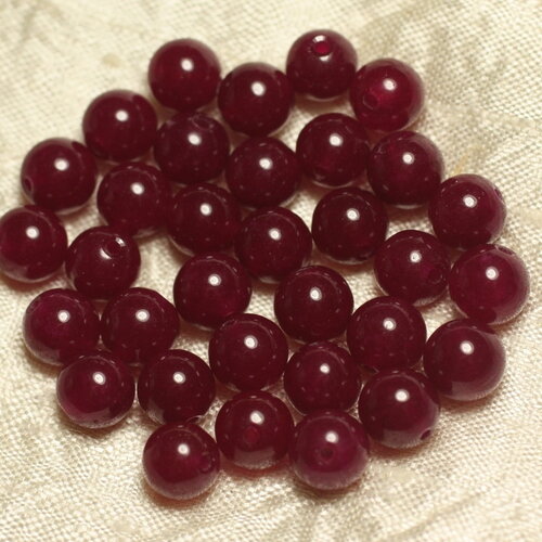 10pc - perles pierre jade boules 8mm rose rouge framboise - 4558550022103