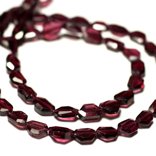 10pc - perles pierre grenat ovales polygones facettés 6-8mm rouge rose bordeaux
