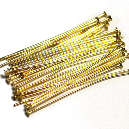 100pc environ - apprets tiges clous métal doré 35mm tete plate - 8741140015067