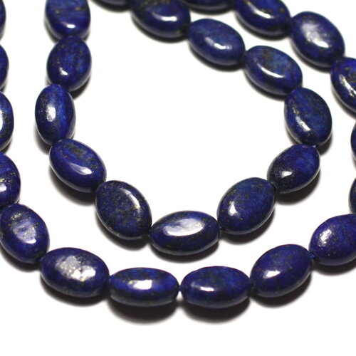 4pc - perles pierre lapis lazuli ovales 12x8mm bleu roi nuit doré - 4558550035813