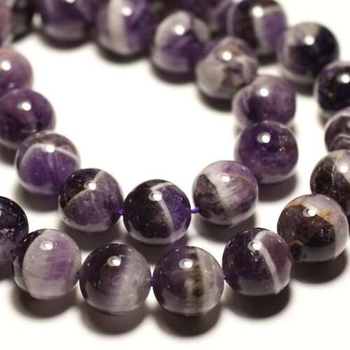 4pc - perles pierre améthyste chevron boules 12mm violet mauve blanc - 4558550024503
