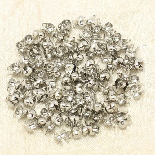 20pc - apprets embouts cache noeuds et fils métal argenté rhodium pour chaine bille ou fils cordons - 4558550000200