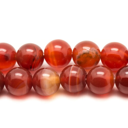 10pc - perles pierre agate boules 8mm rouge orange blanc - 4558550038012