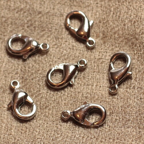 4pc - apprets fermoirs mousquetons métal argenté rhodium 15mm - 4558550030641