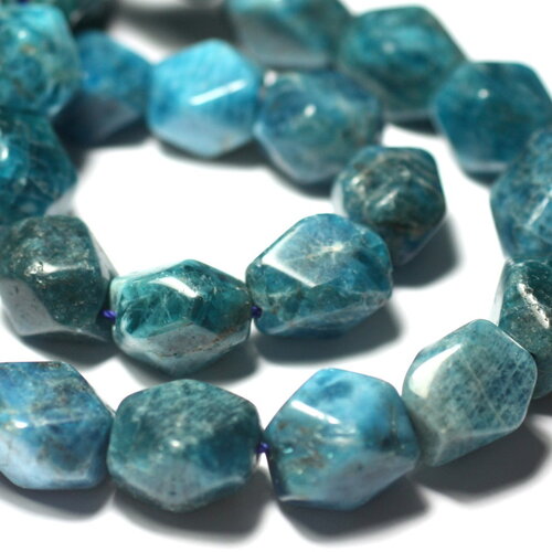 1pc - perle pierre apatite olive nugget rectangle facetté 15-20mm bleu vert turquoise