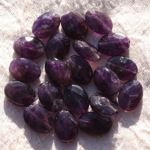 2pc - perles pierre améthyste ovales facettés 14x10mm violet - 4558550007551