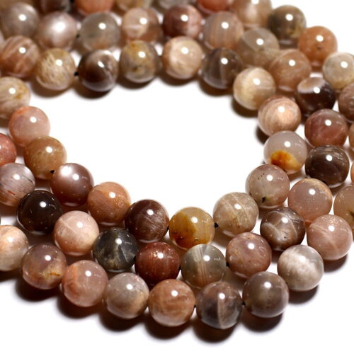 1pc - perle pierre de lune boule 12mm blanc gris rose orange irisé - 4558550084545