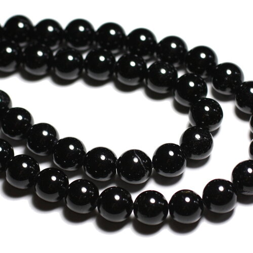 10pc - perles pierre tourmaline boules 3mm noir - 8741140007970