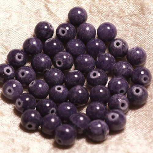 10pc - perles pierre jade boules 8mm violet indigo - 4558550004635