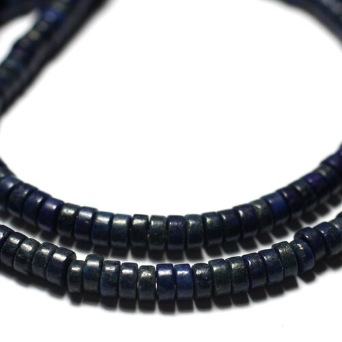 10pc - perles pierre lapis lazuli rondelles heishi 6x3mm bleu nuit doré