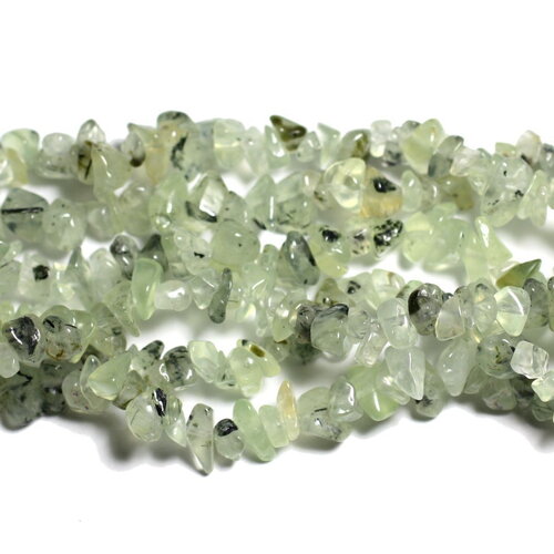 Fil 89cm 300pc env - perles de pierre - phrénite rocailles chips 5-10mm